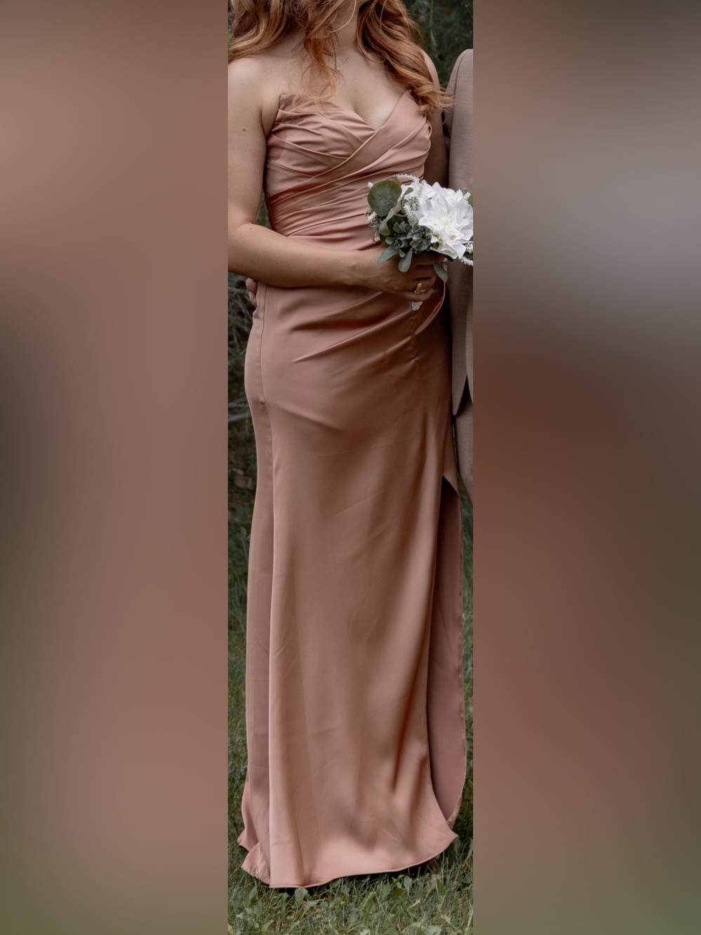 Azazie Strapless Dusty Rose Formal Gown